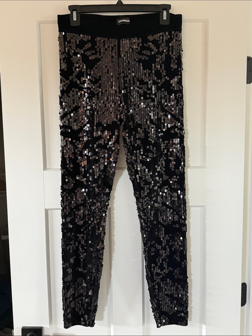 Express Black Sequin Leggings